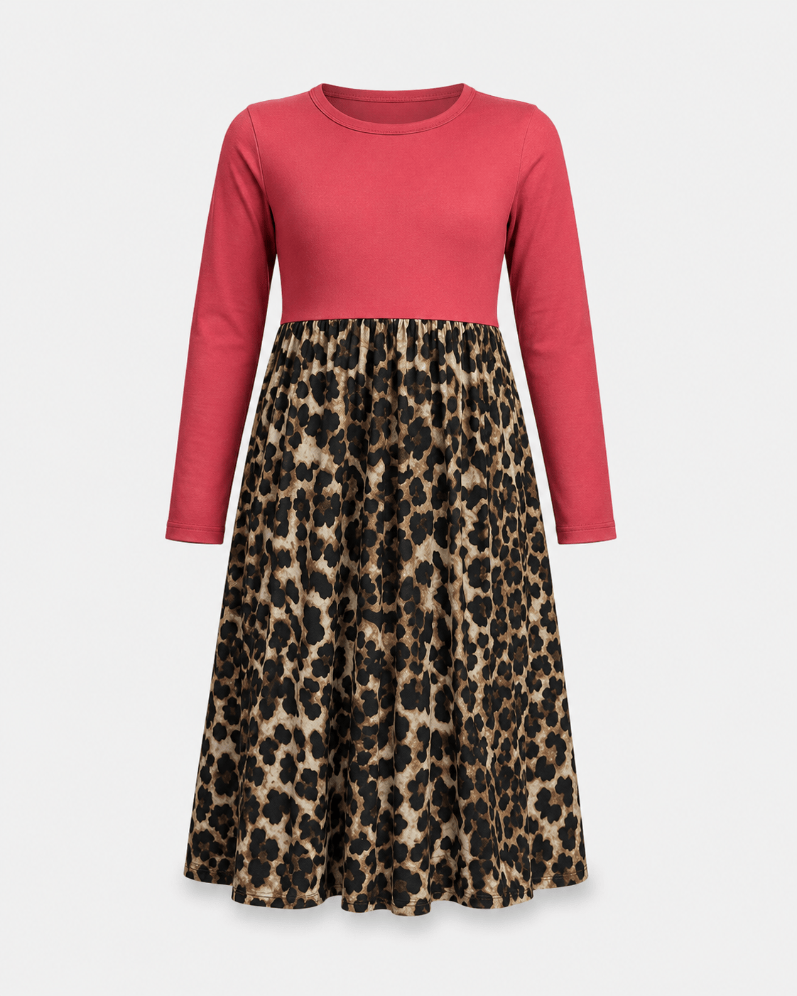 ILTEX Apparel Cheetah Red Long Sleeve Maxi Dress Kids
