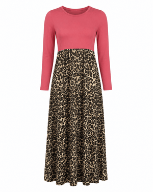 ILTEX Apparel Cheetah Red Long Sleeve Maxi Dress Women
