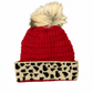 ILTEX Apparel Cheetah Red Pom Pom Beanie