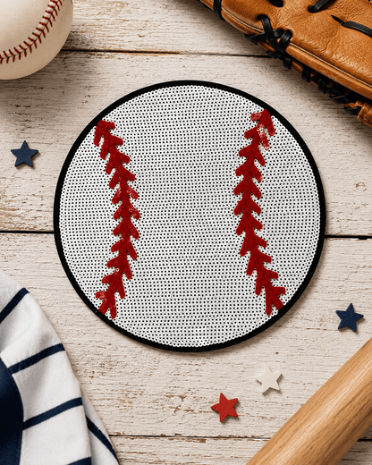 ILTEX Apparel Chenille Patches Baseball CP1229 - Sequin Sports Ball Patch Collection