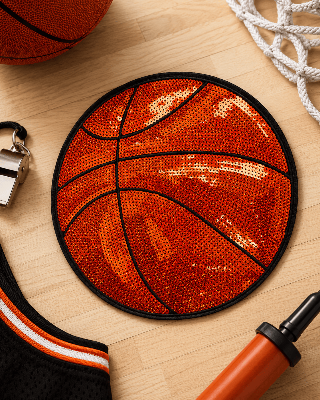 ILTEX Apparel Chenille Patches Basketball CP1229 - Sequin Sports Ball Patch Collection
