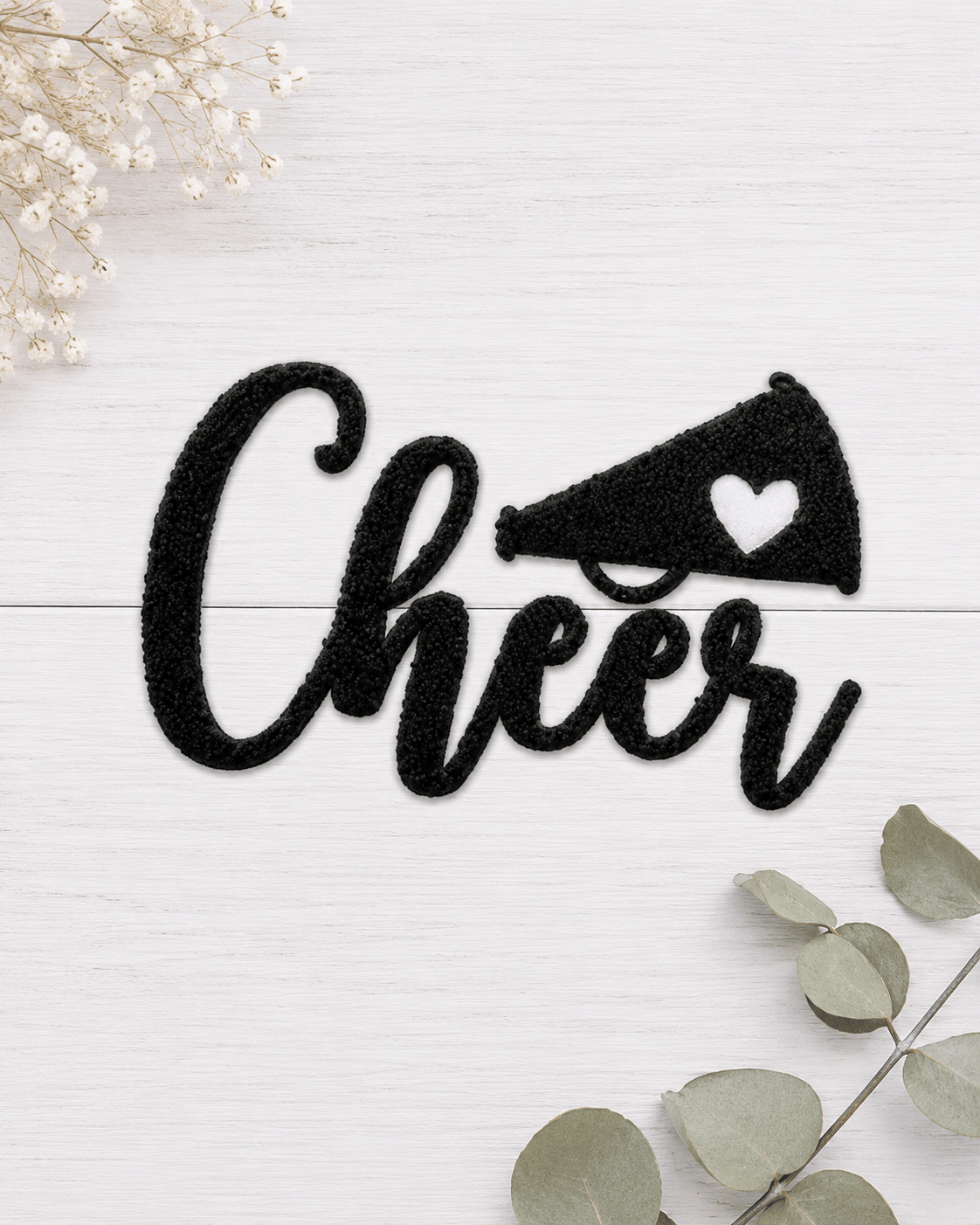 ILTEX Apparel Chenille Patches Black CP1196 - Fluffy Cheer Patch