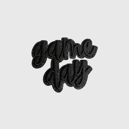 ILTEX Apparel Chenille Patches Black CP1247 - Glittery Game Day Hat Patches 2.0
