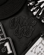 ILTEX Apparel Chenille Patches Black CP1247 - Glittery Game Day Hat Patches 2.0