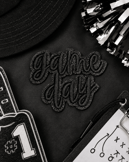 ILTEX Apparel Chenille Patches Black CP1247 - Glittery Game Day Hat Patches 2.0