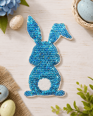 ILTEX Apparel Chenille Patches Blue CP1052 - Easter Rabbit Chenille Sequin Patch (Small)