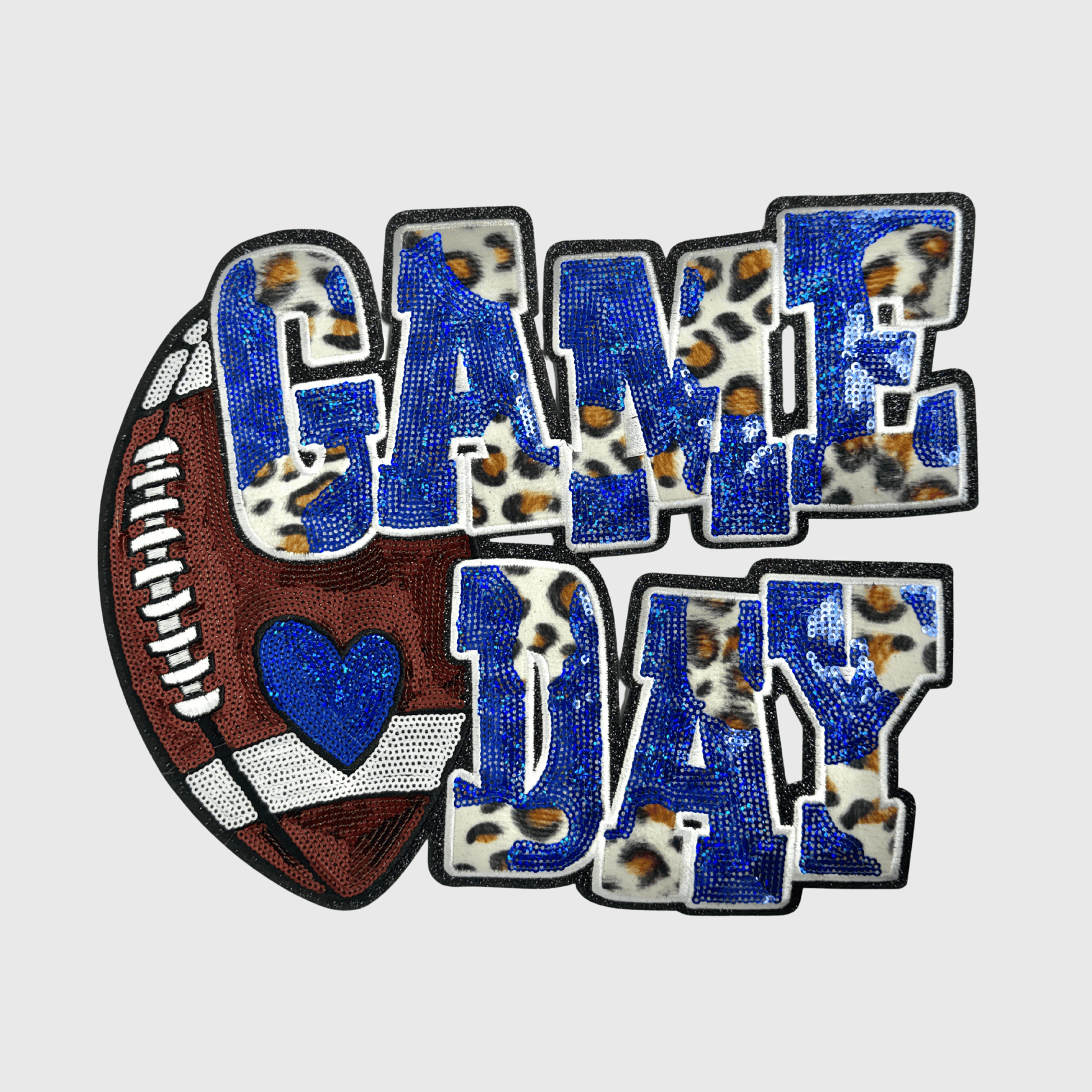 ILTEX Apparel Chenille Patches Blue CP1212 - Game Day Football Cheetah Patch