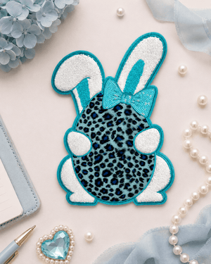 ILTEX Apparel Chenille Patches Blue CP1251 - Cheetah Egg & Bunny Easter Patch