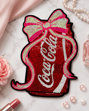ILTEX Apparel Chenille Patches Coca Cola CP1224 - Sequin Soda Can Patch with Bow