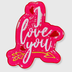 ILTEX Apparel Chenille Patches CP1009 - I Love You Chenille Sequin Patch