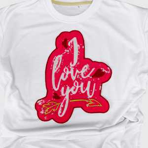 ILTEX Apparel Chenille Patches CP1009 - I Love You Chenille Sequin Patch
