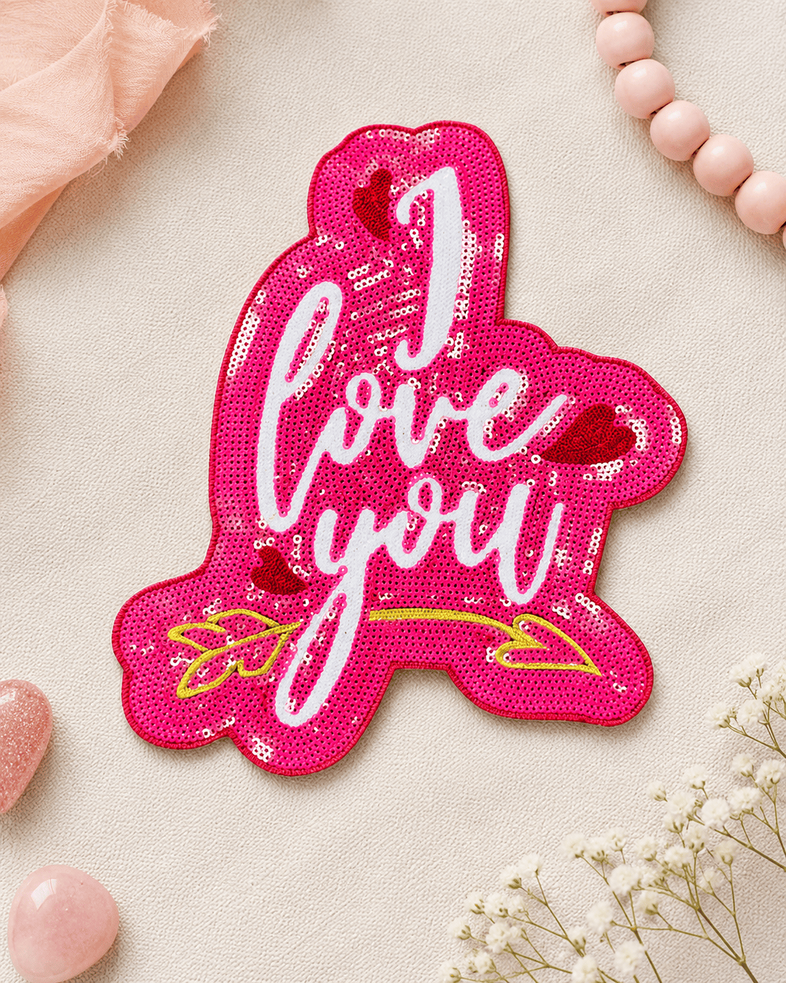 ILTEX Apparel Chenille Patches CP1009 - I Love You Chenille Sequin Patch