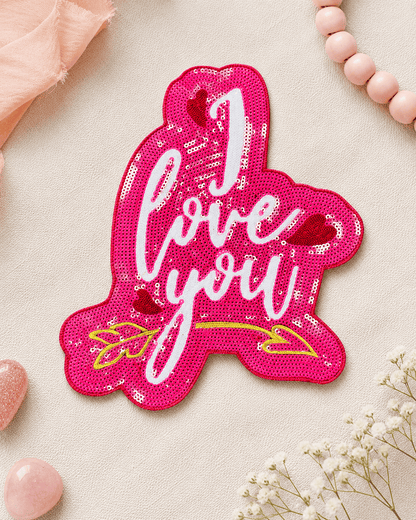 ILTEX Apparel Chenille Patches CP1009 - I Love You Chenille Sequin Patch