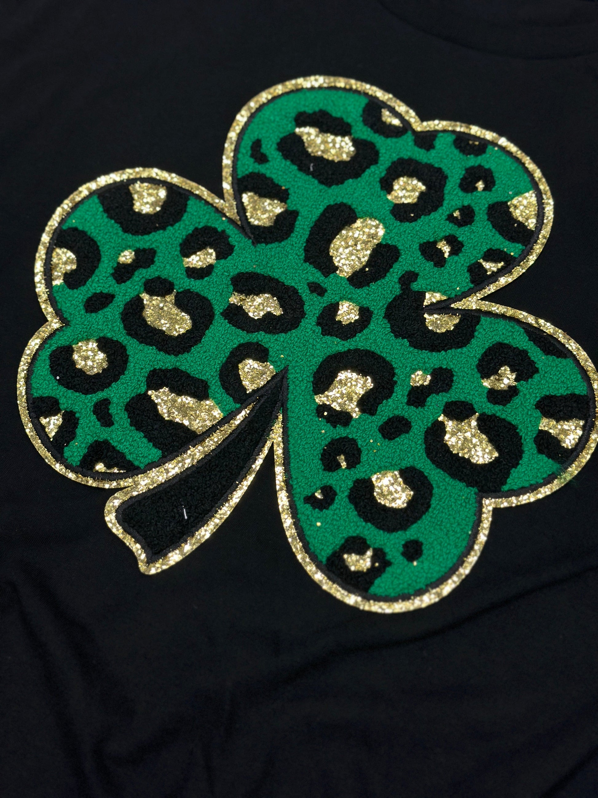 ILTEX Apparel Chenille Patches CP1038 - S. Patrick's Clover Cheetah Chenille Patch