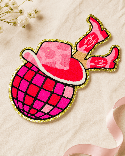 ILTEX Apparel Chenille Patches CP1046 - Disco Ball Cowboy Chenille Sequin Patch