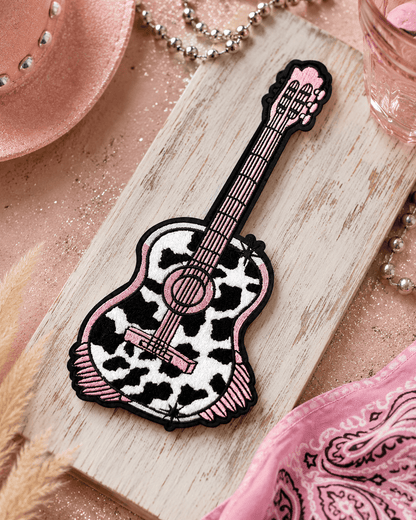 ILTEX Apparel Chenille Patches CP1062 - Guitar Cow Chenille Patch