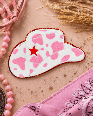 ILTEX Apparel Chenille Patches CP1063 -Pink Cowboy Hat Chenille Patch