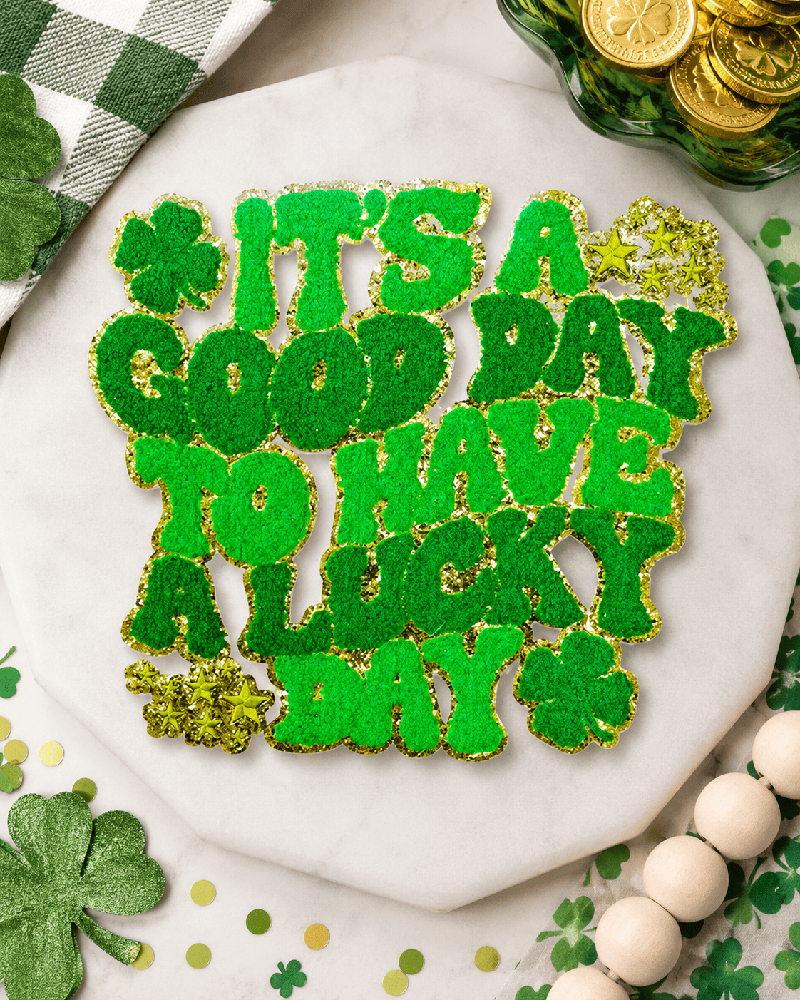 ILTEX Apparel Chenille Patches CP1068 - 'Its a Good Day to Have a Luck Day' Chenille Patch