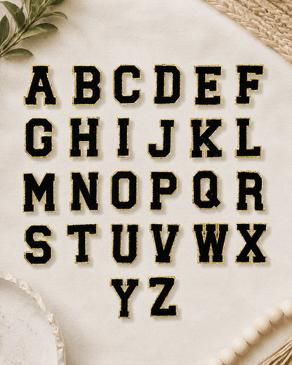 ILTEX Apparel Chenille Patches CP1095 -  Black with Gold Chenille Letters