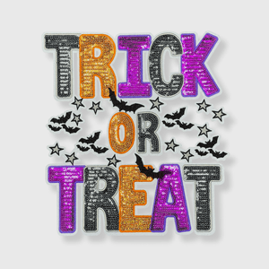 ILTEX Apparel Chenille Patches CP1101 - Trick or Treat Bats Sequin Patch