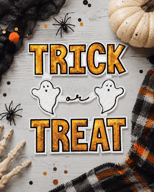 ILTEX Apparel Chenille Patches CP1104 - Trick or Treat Ghost Sequin Patch