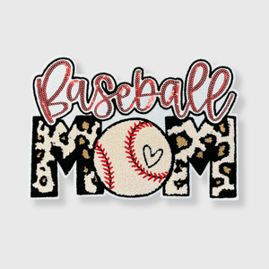 ILTEX Apparel Chenille Patches CP1107 - Baseball Mom Cheetah Heart
