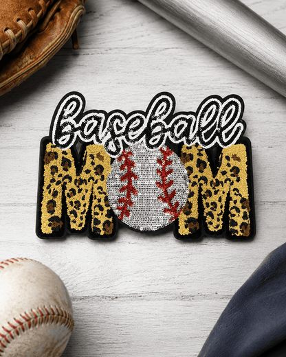 ILTEX Apparel Chenille Patches CP1109 - Baseball Mom Sequin Cheetah