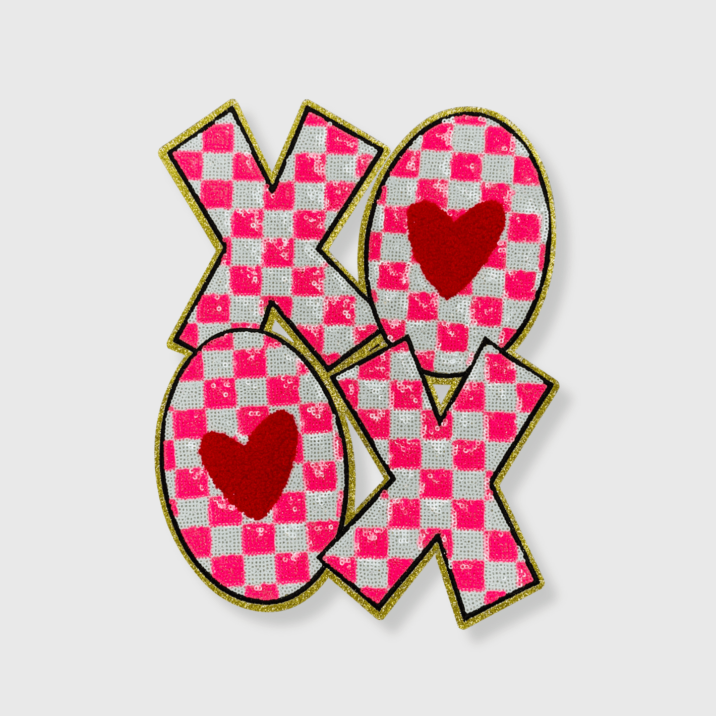 ILTEX Apparel Chenille Patches CP1139 - XOXO Pink Gold Glitter