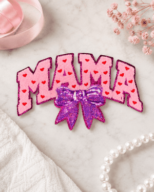 ILTEX Apparel Chenille Patches CP1147 - Mama Bow Pink