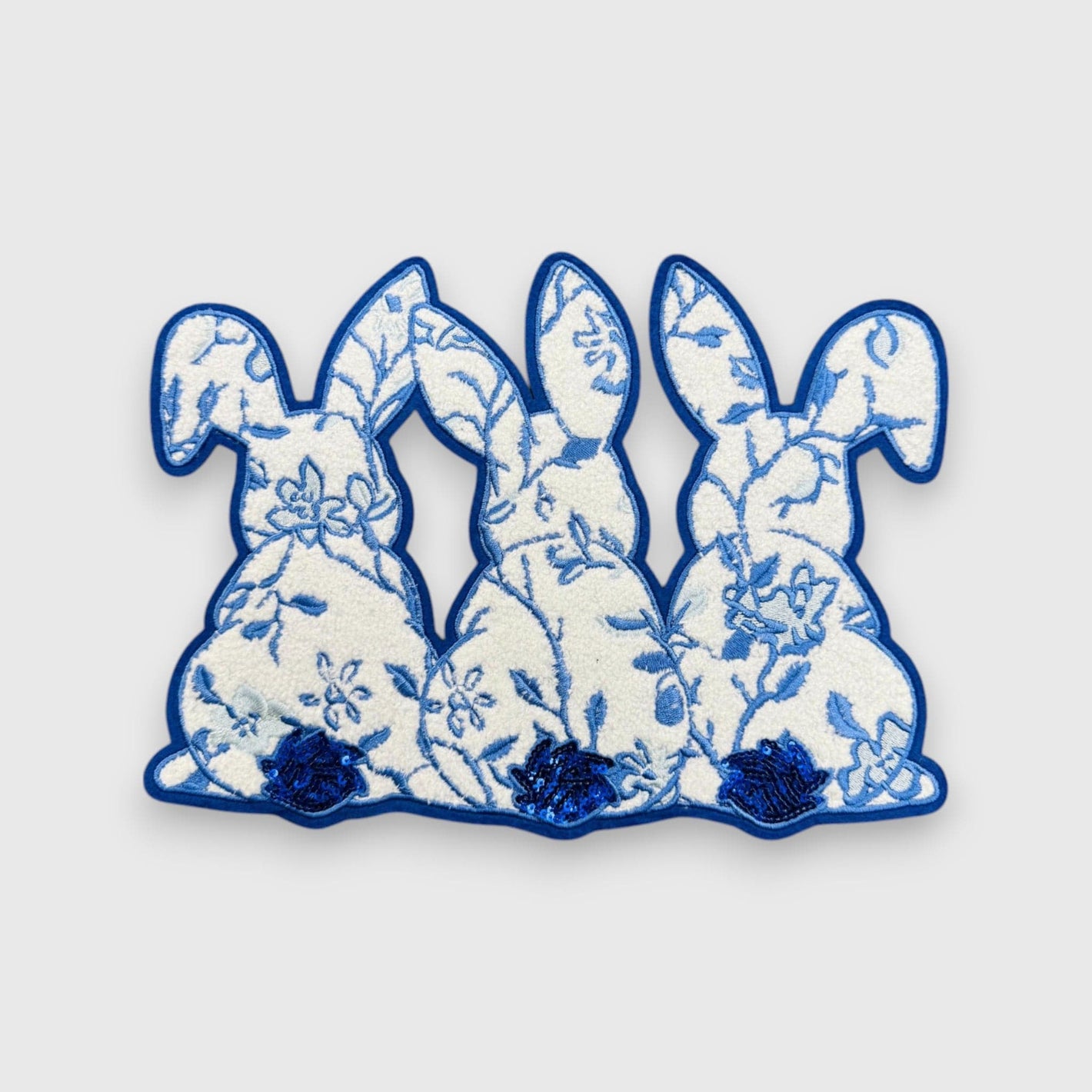 ILTEX Apparel Chenille Patches CP1158 - Easter Blue Bunny Trio