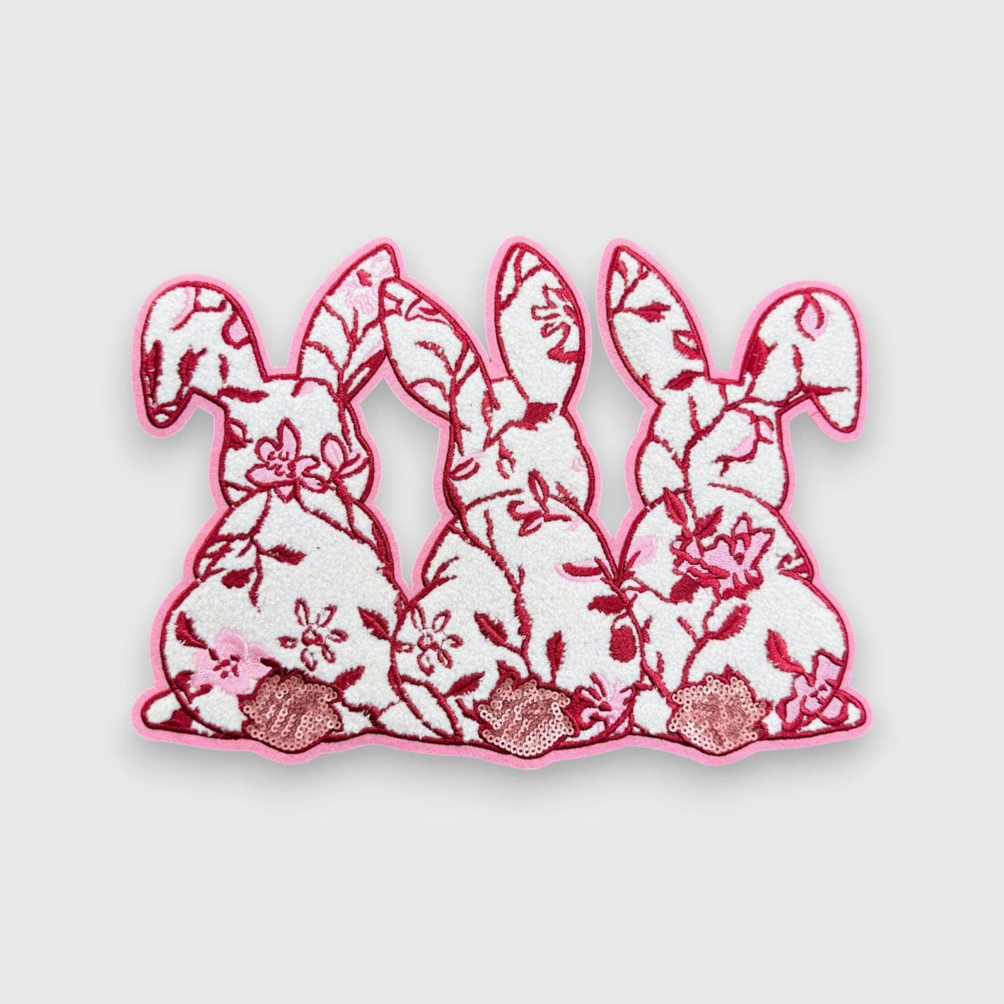 ILTEX Apparel Chenille Patches CP1158 - Easter Pink Bunny Trio