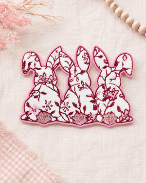 ILTEX Apparel Chenille Patches CP1158 - Easter Pink Bunny Trio