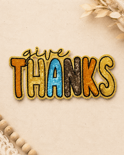 ILTEX Apparel Chenille Patches CP1159 - Give Thanks Sequin