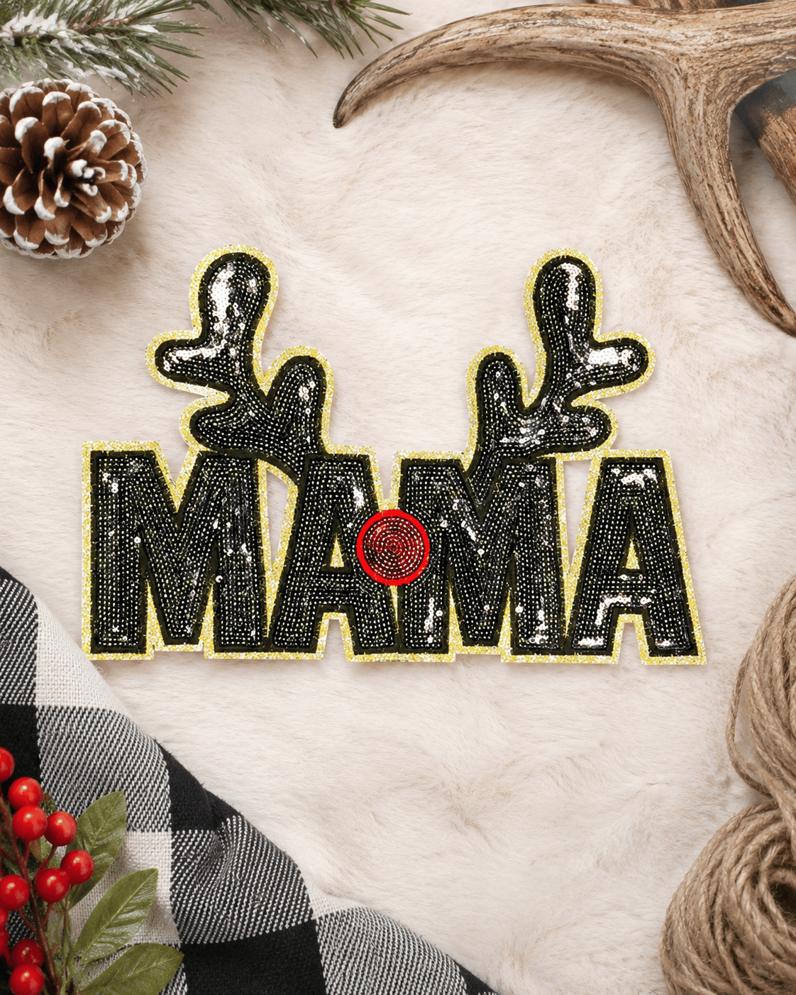 ILTEX Apparel Chenille Patches CP1165 - Mama Reindeer Patch
