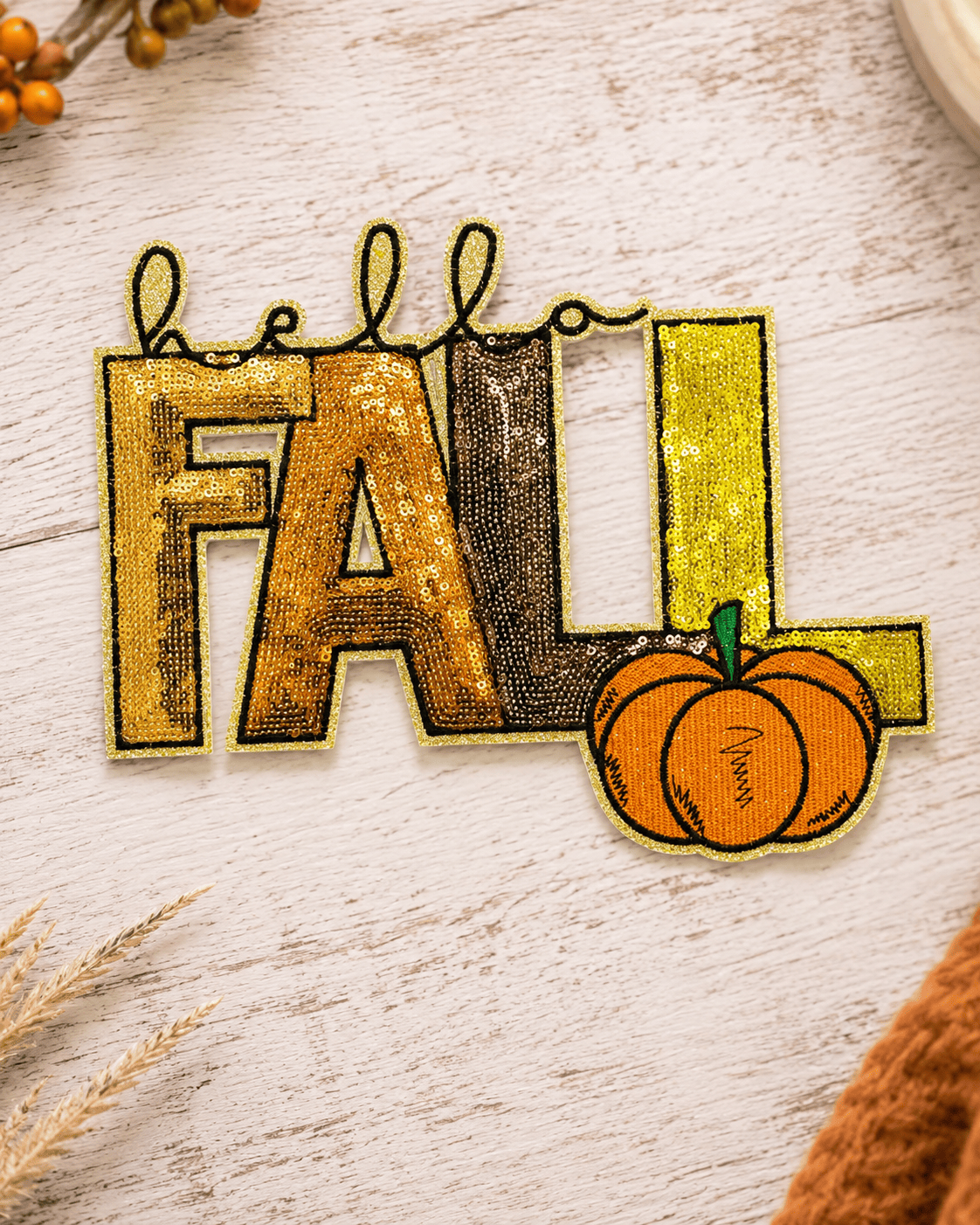 ILTEX Apparel Chenille Patches CP1178 - Hello FALL Patch