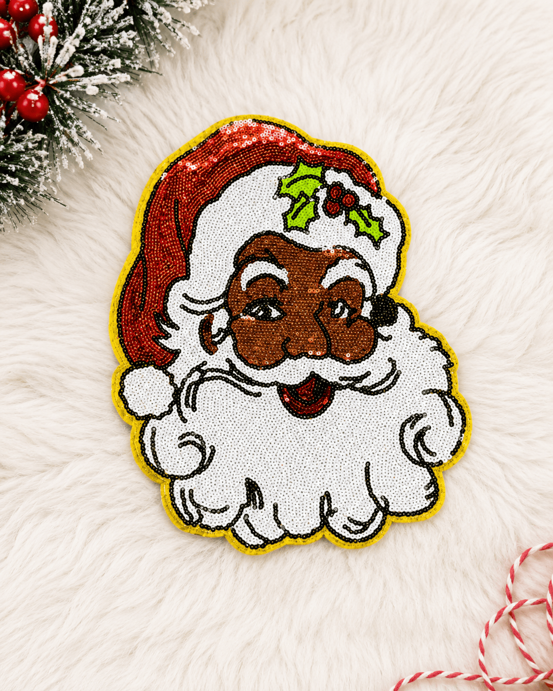 ILTEX Apparel Chenille Patches CP1186 - Jolly Santa Sequin Patch