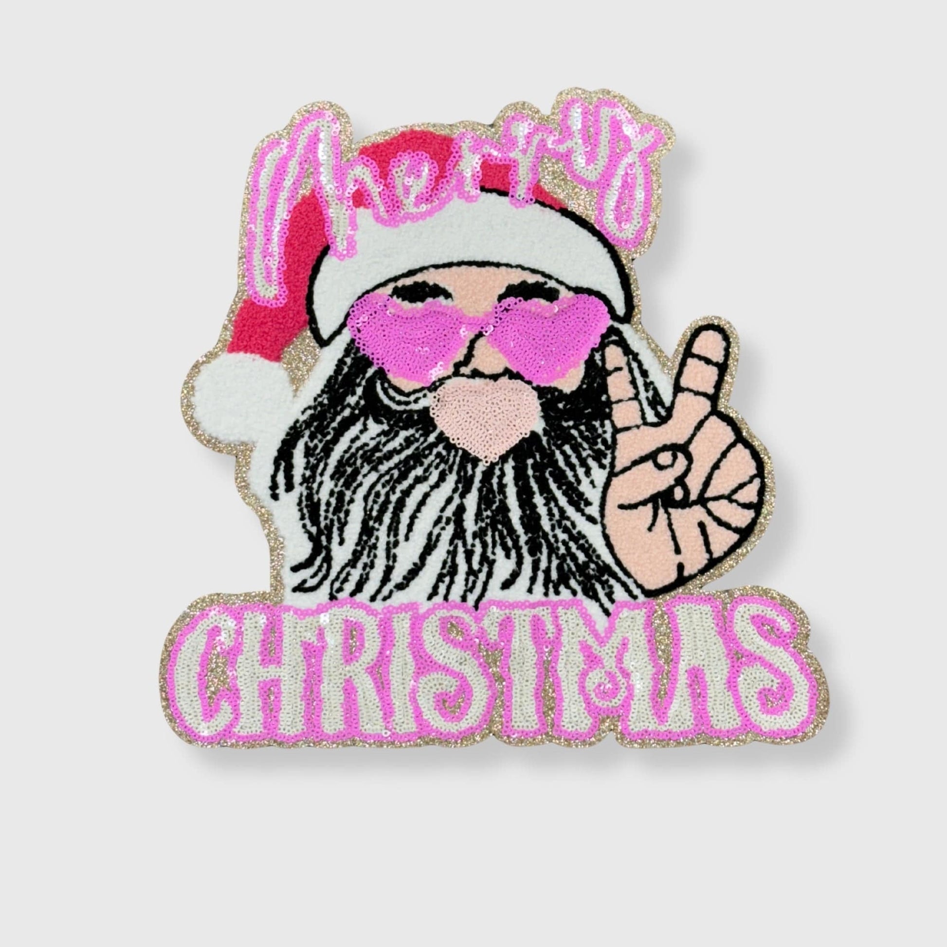 ILTEX Apparel Chenille Patches CP1188 - Pink Santa Sequin Patch
