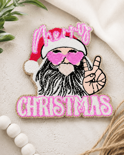 ILTEX Apparel Chenille Patches CP1188 - Pink Santa Sequin Patch