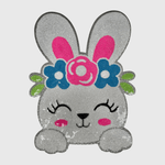 ILTEX Apparel Chenille Patches CP1194 - Flower Easter Bunny Sequin Patch