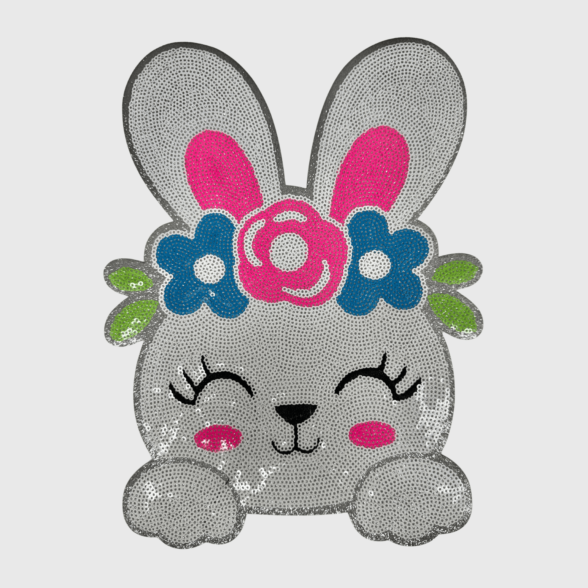 ILTEX Apparel Chenille Patches CP1194 - Flower Easter Bunny Sequin Patch
