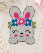 ILTEX Apparel Chenille Patches CP1194 - Flower Easter Bunny Sequin Patch