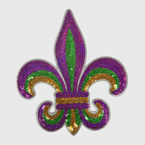 ILTEX Apparel Chenille Patches CP1195 - Fleur De Lis Mardi Gras Sequin Patch 2.0