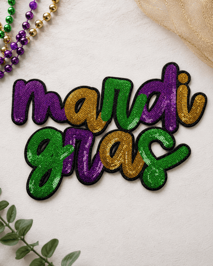 ILTEX Apparel Chenille Patches CP1203 - Mardi Gras Sequin Patch 4.0