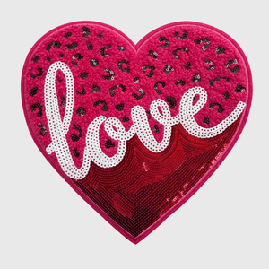 ILTEX Apparel Chenille Patches CP1215 - Cheetah Chenille Love Patch