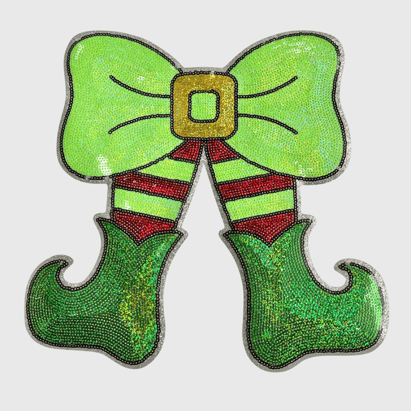 ILTEX Apparel Chenille Patches CP1219 - Elf Bow Boots Sequin Patch