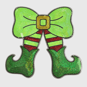 ILTEX Apparel Chenille Patches CP1219 - Elf Bow Boots Sequin Patch
