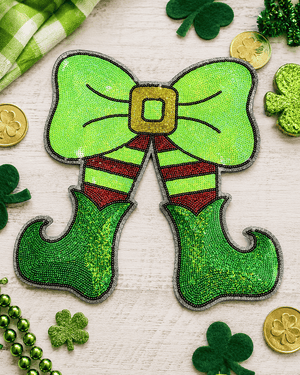ILTEX Apparel Chenille Patches CP1219 - Elf Bow Boots Sequin Patch