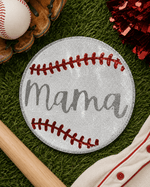ILTEX Apparel Chenille Patches CP1220 - Silver Sequin Mama Baseball Patch