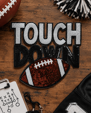 ILTEX Apparel Chenille Patches CP1220 - Touch Down Football Sequin Patch