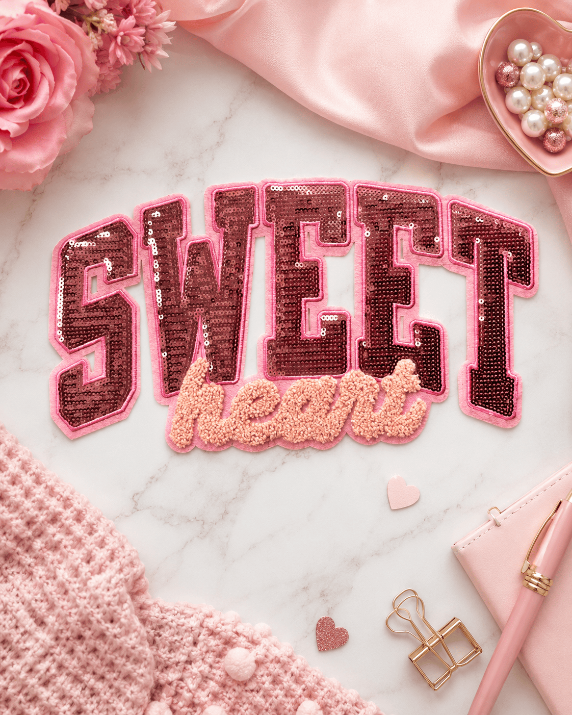 ILTEX Apparel Chenille Patches CP1222 - Sweet Heart Sequin Patch